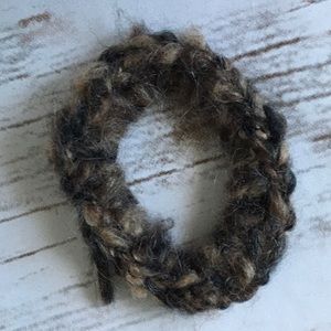 Textured, mixed yarn, hand made scrunchie.